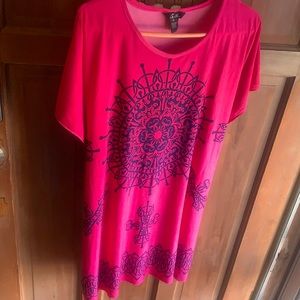 XL 5th&Love swimsuit coverup hot pink with navy design